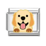 Stainless Steel 9mm Shiny 'Golden Retriever Dog' Link for Italian Charm Bracelet