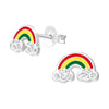 Children's Sterling Silver ' Rainbow with Crystal Clouds' Stud Earrings