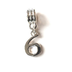 Silver Plated Number 6 Drop Charm Silver