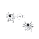 Children's Sterling Silver Halloween Spider with Crystal Stud Earrings