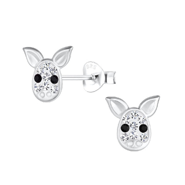 Children's Sterling Silver Crystal Pig Stud Earrings