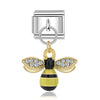 Stainless Steel 9mm Shiny Link with Dangling Bee for Italian Charm Bracelet