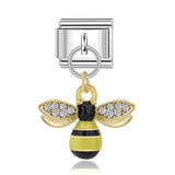 Stainless Steel 9mm Shiny Link with Dangling Bee for Italian Charm Bracelet