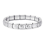 Stainless Steel 18 Link Shiny Italian Charm Starter Bracelet (HEARTS Links)- Classic 9mm Size