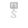 Stainless Steel 9mm Shiny Link with Dangling Letter S for Italian Charm Bracelet