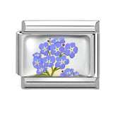 Stainless Steel 9mm Shiny Forget-me-nots Flower Link for Italian Charm Bracelet