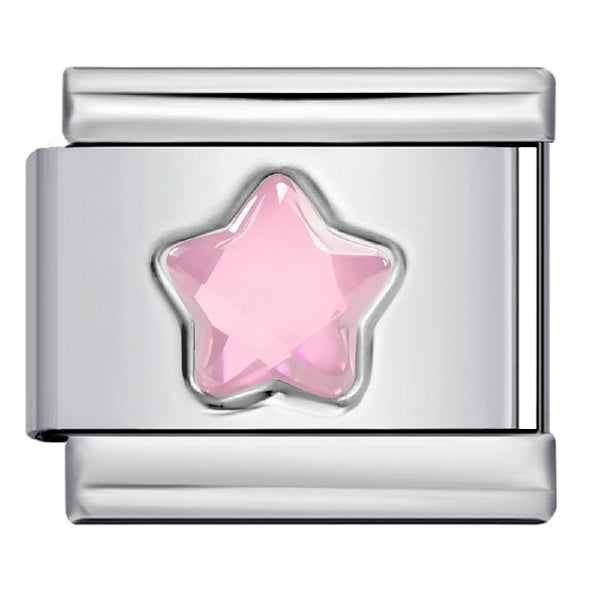 Stainless Steel 9mm Shiny Pink Star Link for Italian Charm Bracelet