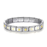 Stainless Steel 18 Link Shiny Italian Charm Starter Bracelet (GOLD STAR Links)- Classic 9mm Size