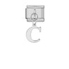 Stainless Steel 9mm Shiny Link with Dangling Letter C for Italian Charm Bracelet