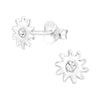 Children's Sterling Silver 'Sun with Centre Crystal' Stud Earrings
