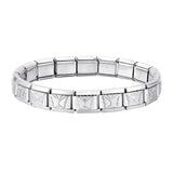Stainless Steel 18 Link Shiny Italian Charm Starter Bracelet (BUTTERFLY Links)- Classic 9mm Size