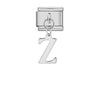 Stainless Steel 9mm Shiny Link with Dangling Letter Z for Italian Charm Bracelet