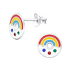 Children's Sterling Silver 'Rainbow Doughnut with Crystal' Stud Earrings