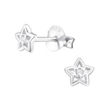 Children's Sterling Silver 'April Birthstone' Star Stud Earrings