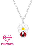 Children's Sterling Silver 'Flower with Ladybird' Pendant Necklace