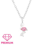 Children's Sterling Silver 'Pink Sparkle Flamingo' Pendant Necklace