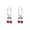 Children's Sterling Silver Cherry Hoop Earrings