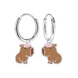 Children's Sterling Silver Capybara Hoop Earrings