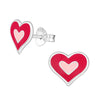 Children's Sterling Silver 'Two Tone Pink Heart' Stud Earrings