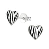 Children's Sterling Silver 'Zebra Print Heart' Stud Earrings