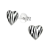 Children's Sterling Silver 'Zebra Print Heart' Stud Earrings