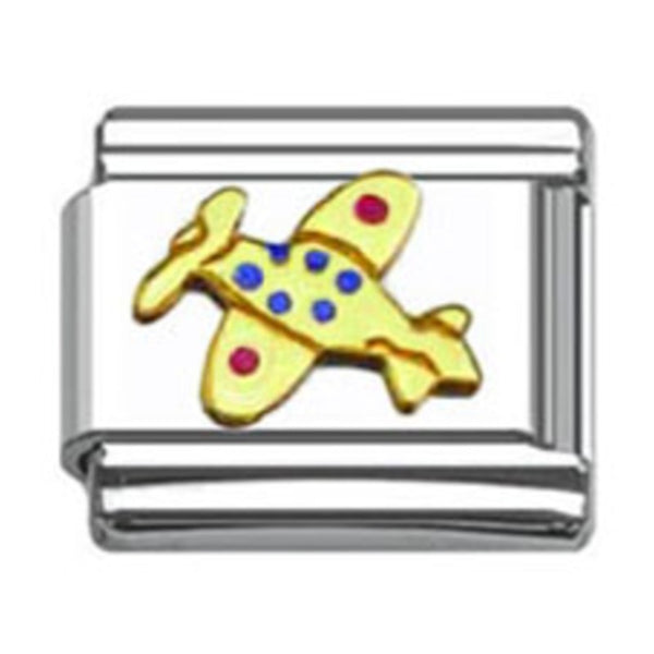 Stainless Steel 9mm Shiny Aeroplane Link for Italian Charm Bracelet