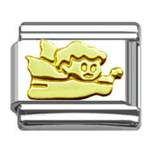 Stainless Steel 9mm Shiny Baby Angel Link for Italian Charm Bracelet