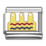Stainless Steel 9mm Shiny Birthday Cake Link for Italian Charm Bracelet