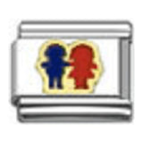 Stainless Steel 9mm Shiny 'Boy and Girl' Link for Italian Charm Bracelet