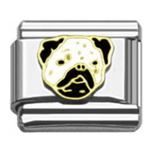 Stainless Steel 9mm Shiny 'Bulldog Face' Link for Italian Charm Bracelet