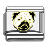 Stainless Steel 9mm Shiny 'Bulldog Face' Link for Italian Charm Bracelet