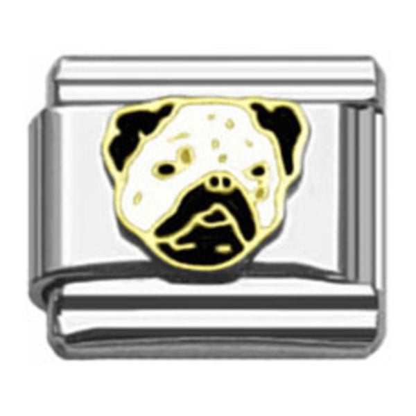 Stainless Steel 9mm Shiny 'Bulldog Face' Link for Italian Charm Bracelet