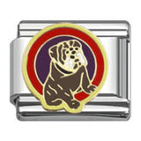 Stainless Steel 9mm Shiny 'Bulldog in Circle' Link for Italian Charm Bracelet