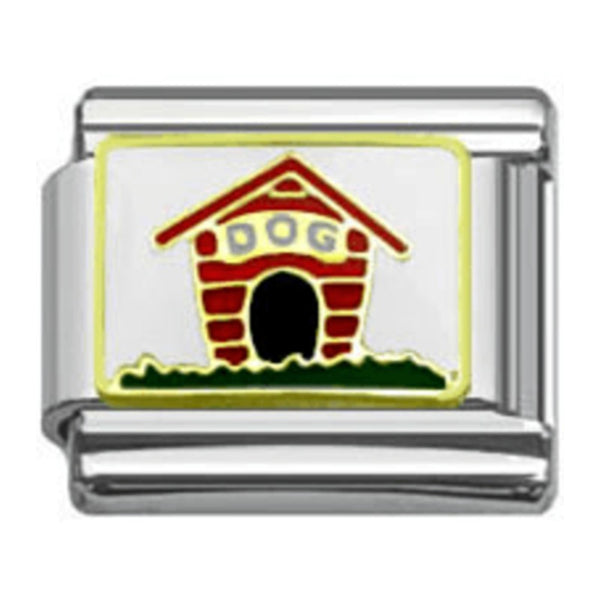 Stainless Steel 9mm Shiny Dog House/Kennel Link for Italian Charm Bracelet