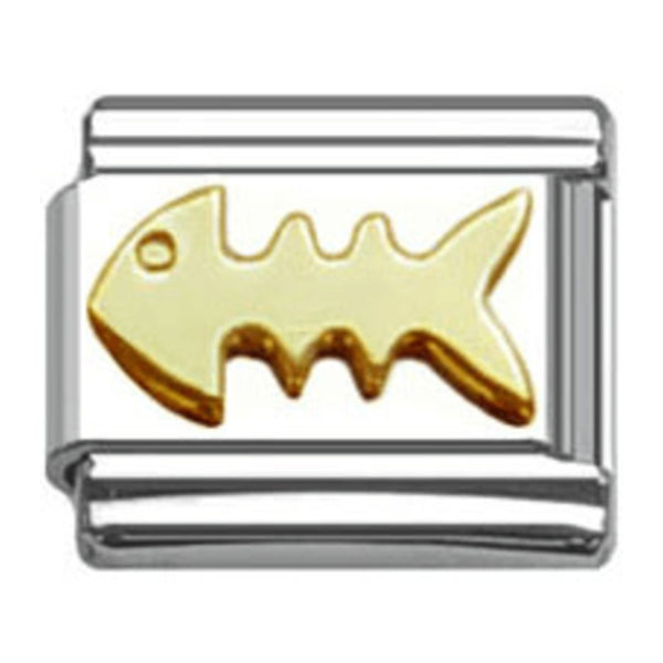 Stainless Steel 9mm Shiny Fish Bone Link for Italian Charm Bracelet