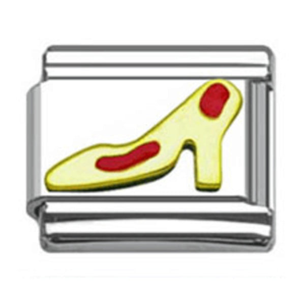 Stainless Steel 9mm Shiny High Heeled Shoe Link for Italian Charm Bracelet