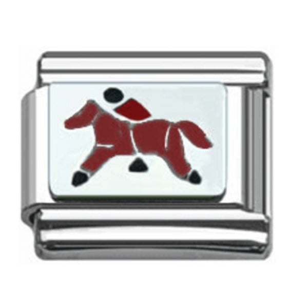 Stainless Steel 9mm Shiny Horse Rider Link for Italian Charm Bracelet