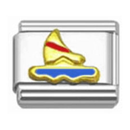 Stainless Steel 9mm Shiny Sailing Boat Link for Italian Charm Bracelet