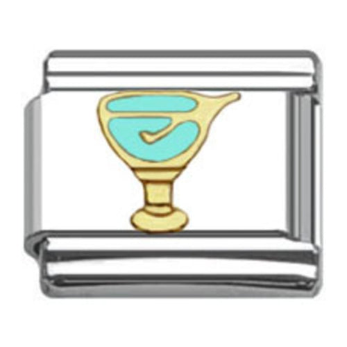 Stainless Steel 9mm Shiny Link with Cocktail Glass for Italian Charm Bracelet