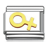 Stainless Steel 9mm Shiny Link with Female Symbol for Italian Charm Bracelet