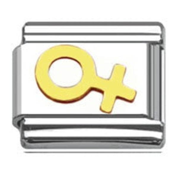 Stainless Steel 9mm Shiny Link with Female Symbol for Italian Charm Bracelet