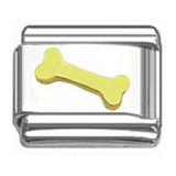 Stainless Steel 9mm Shiny Link with Gold Plated Dog Bone for Italian Charm Bracelet