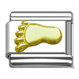 Stainless Steel 9mm Shiny Link with Gold Plated Footprint for Italian Charm Bracelet