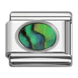 Stainless Steel 9mm Shiny Link with Oval Shell for Italian Charm Bracelet