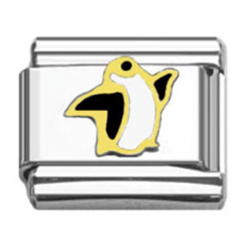 Stainless Steel 9mm Shiny Link with Penguin for Italian Charm Bracelet