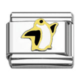 Stainless Steel 9mm Shiny Link with Penguin for Italian Charm Bracelet