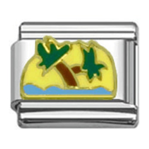 Stainless Steel 9mm Shiny 'Palm Trees' Link for Italian Charm Bracelet