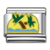 Stainless Steel 9mm Shiny 'Palm Trees' Link for Italian Charm Bracelet