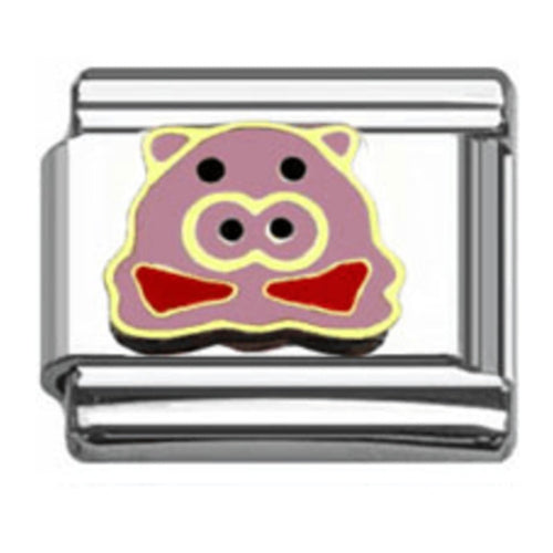 Stainless Steel 9mm Shiny Pink Pig Link for Italian Charm Bracelet