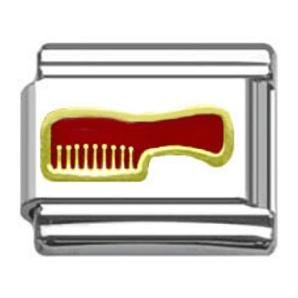 Stainless Steel 9mm Shiny Red Comb Link for Italian Charm Bracelet